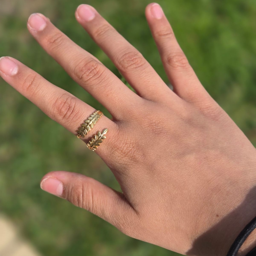 Elegant Gold Leaf Ring Set Stainless Steel,adjustable.